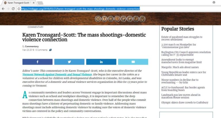 IN THE NEWS: VT Digger Op-Ed on Domestic Violence and Mass Shootings