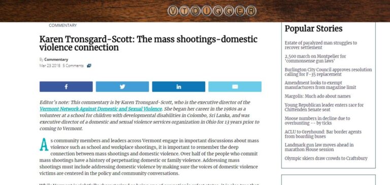 IN THE NEWS: VT Digger Op-Ed on Domestic Violence and Mass Shootings